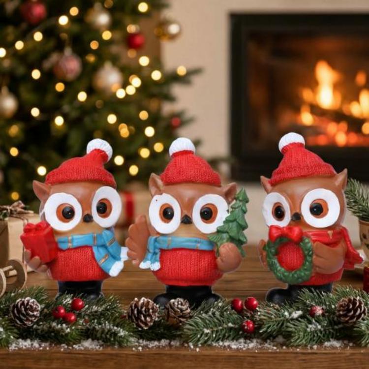 Ornamen Tiga Potong Burung Hantu Natal