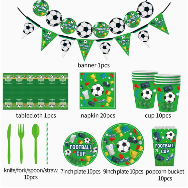 Set Piring Sekali Pakai Dekorasi Pesta Bertema Sepak Bola