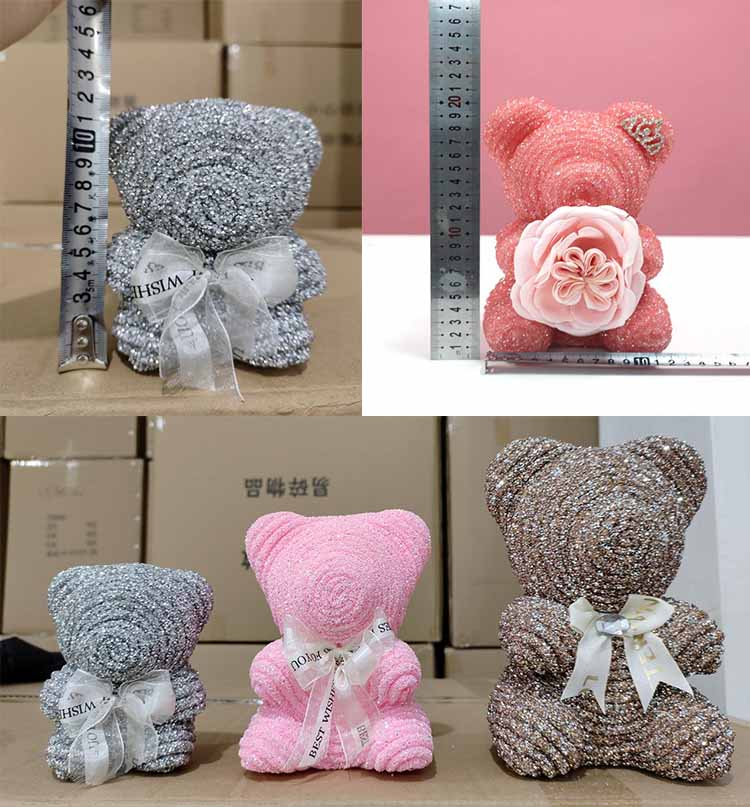 Diamond Rose Bear size