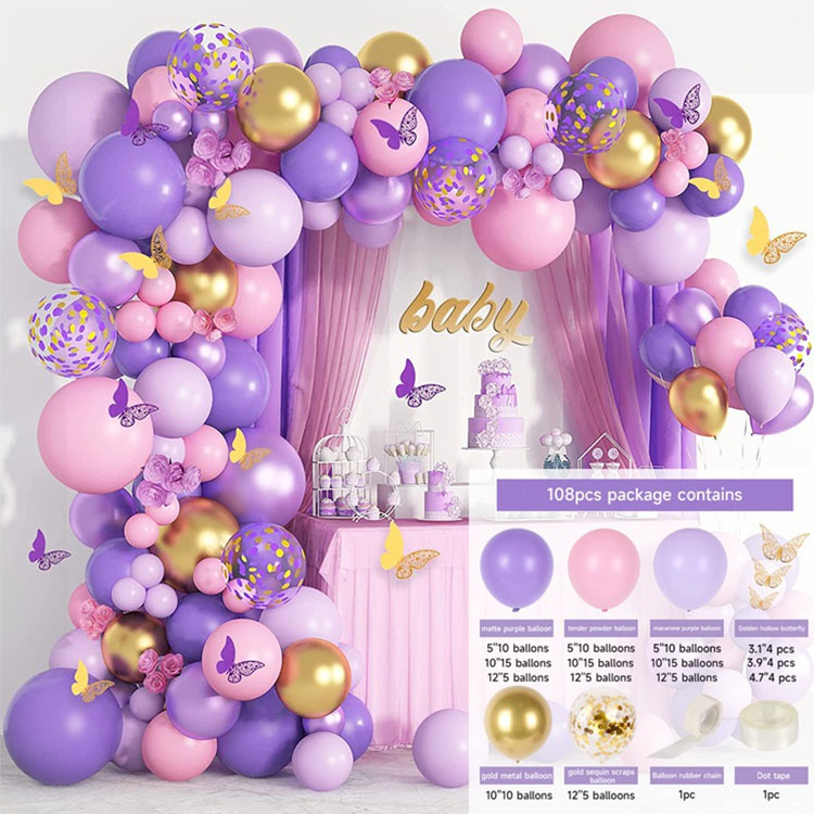 Kit Lengkungan Balon Kupu-Kupu Ungu Premium