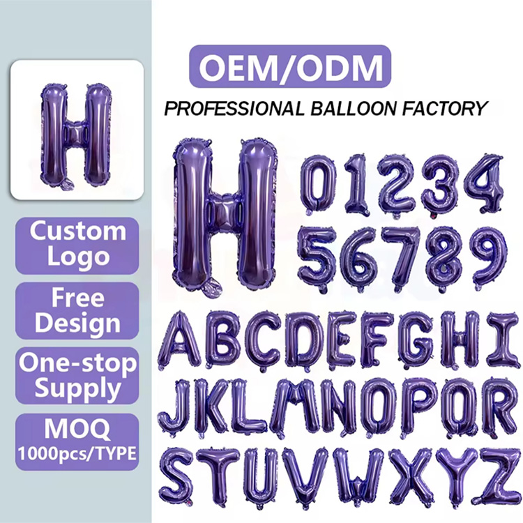 Balon Foil Nomor Huruf Ungu